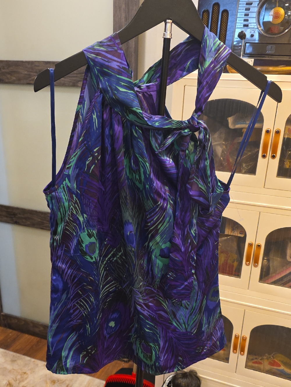 Banana Republic Purple & Teal Printed Halter Top